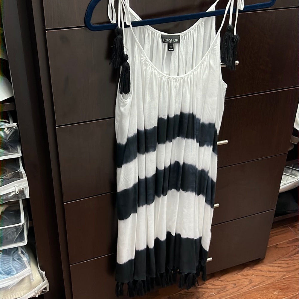 Topshop black and white tie dye tunic